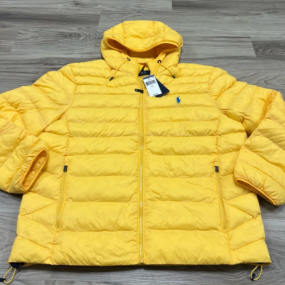 Polo Ralph Lauren Hooded Packable Puffer Jacket Yellow Men's Large 710829156009